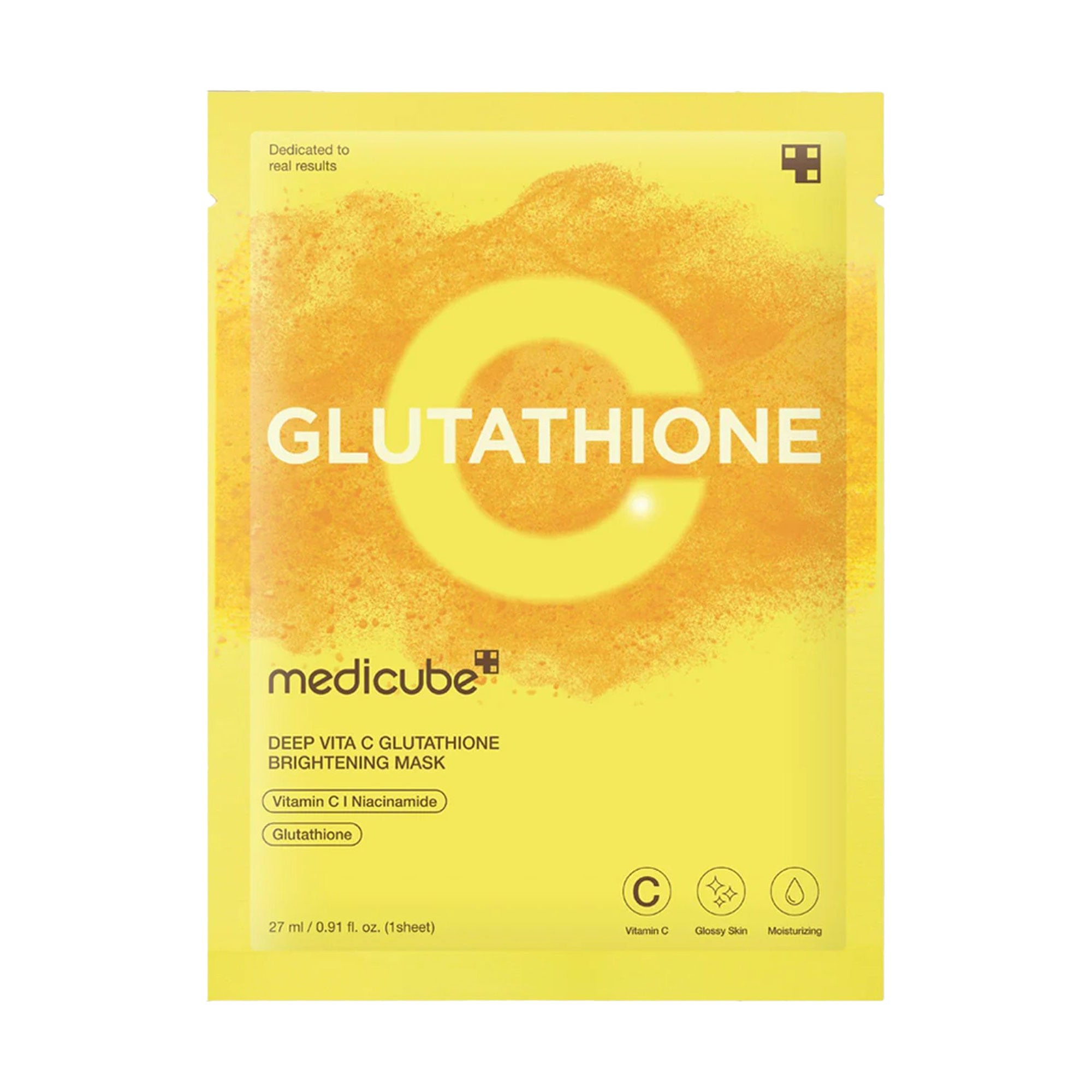 Тканинна освітлювальна маска для обличчя Medicube Deep Vita C Glutathione Brightening Mask з вітаміном С та глутатіоном, 27 мл